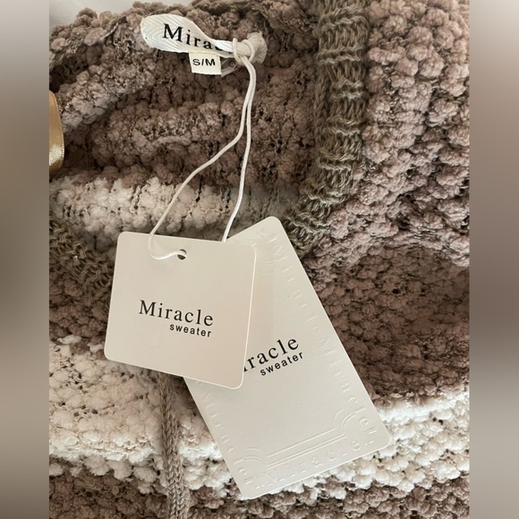 NWT Miracle Popcorn Chenille Cream/Tan Colorblock Sweater Hoodie. Size S/M - Picture 8 of 9